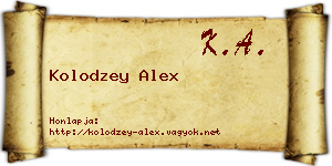 Kolodzey Alex névjegykártya